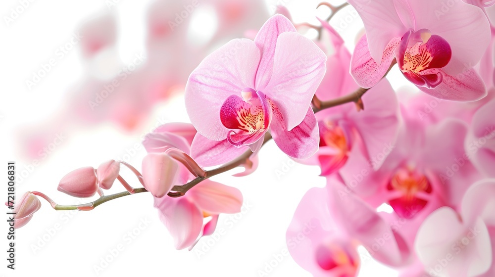 Obraz premium Pink flowers of a geranium on white background, photo manipulation ,generative ai