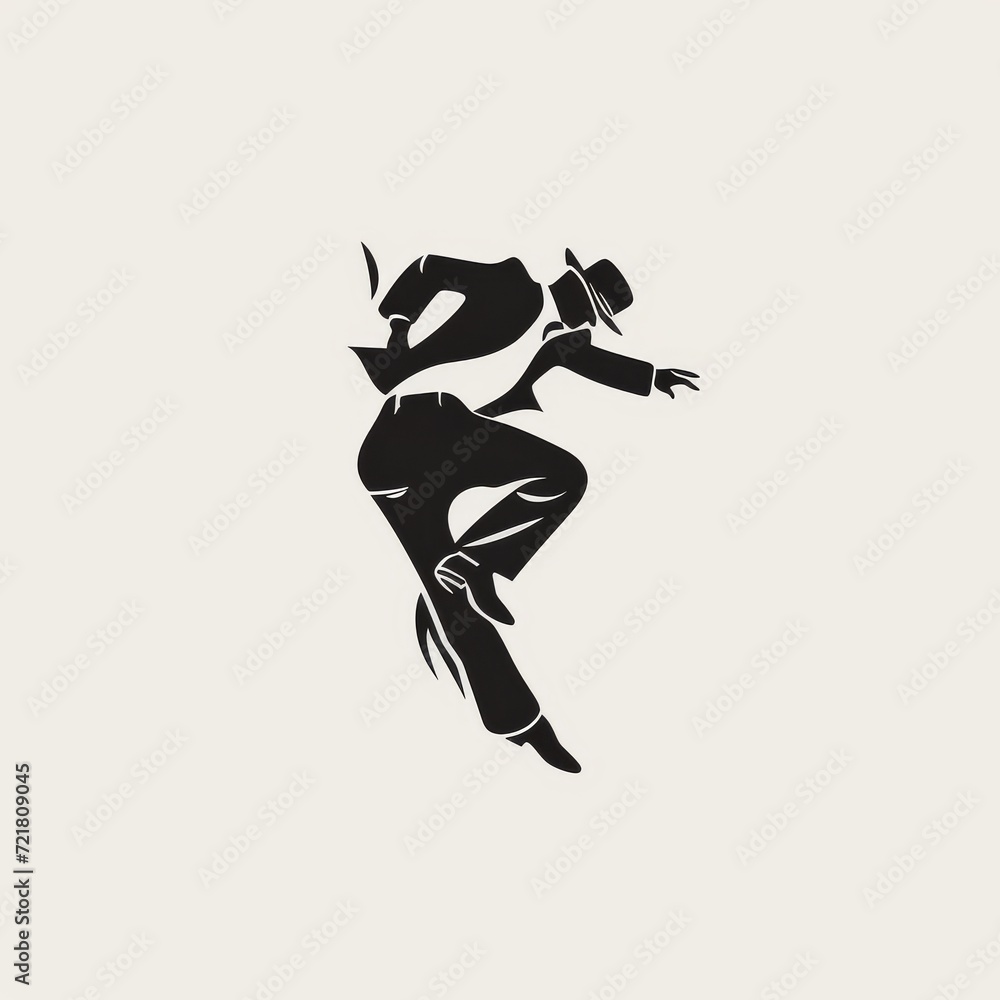 minimalistic tap dance logo on white background - obrazy, fototapety, plakaty 