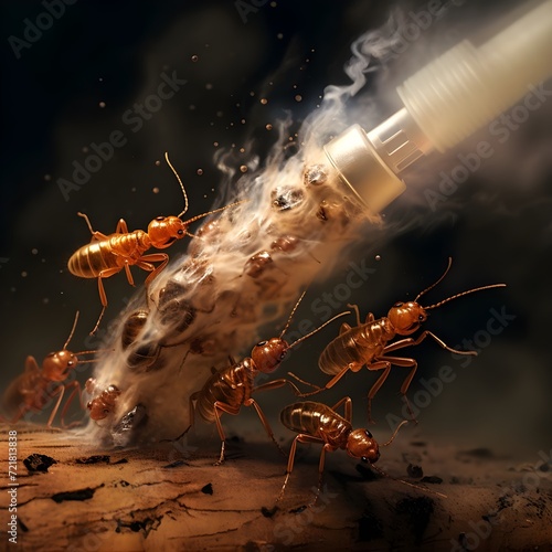 Chemical spray to kill insects ants and termites, 3d illustration