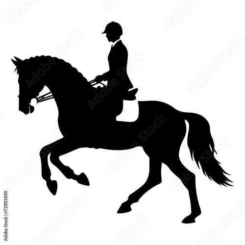 horse raider raiding horse vector silhouette, black color silhouette