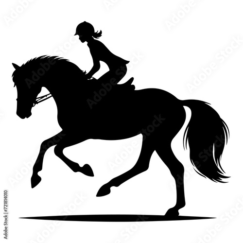 horse raider raiding horse vector silhouette, black color silhouette