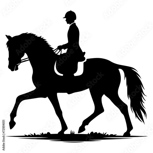 horse raider raiding horse vector silhouette, black color silhouette