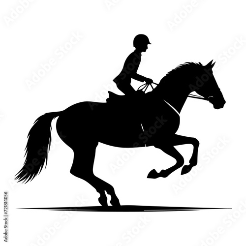 horse raider raiding horse vector silhouette, black color silhouette