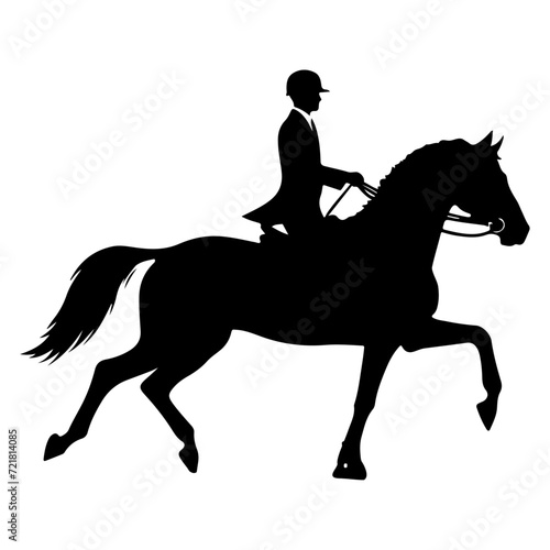 horse raider raiding horse vector silhouette, black color silhouette