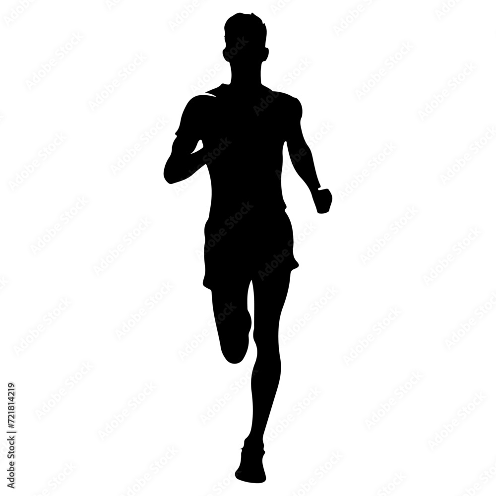 minimal Marathon front view run pose man vector silhouette, black color silhouette minimal Marathon front view run pose man vector silhouette, black color silhouette