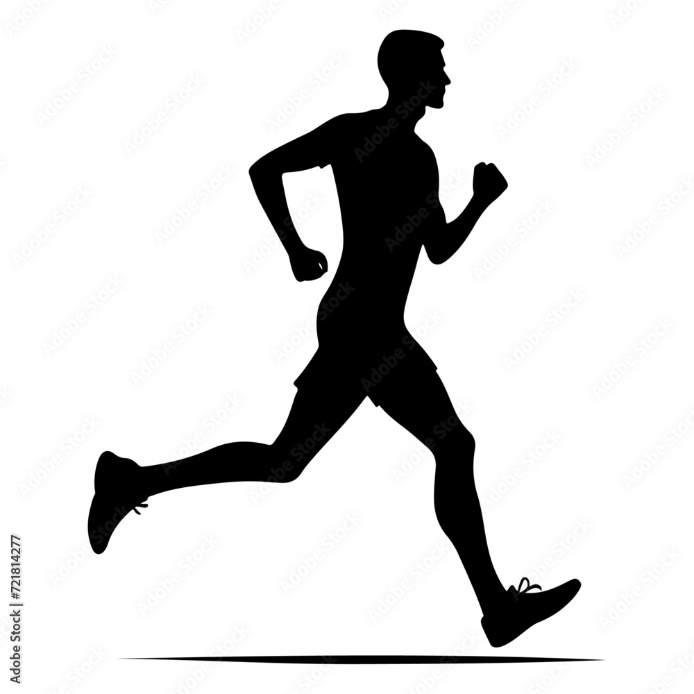 minimal Marathon front view run pose man vector silhouette, black color silhouette minimal Marathon front view run pose man vector silhouette, black color silhouette