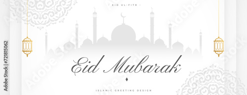 traditional eid mubarak greeting banner with islamic touch