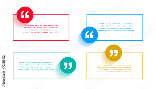 set of modern citation boxes icon template for web message or review