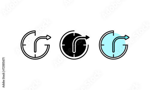 Three turnaround icons in circular shapes are ideal for illustrating business processes, transformation, and change concepts in presentations or infographics.