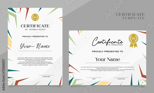 Flat Modern colorful certificate of achievement template