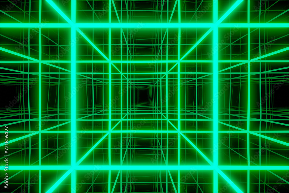 Inside is a mirror cube with bright illumination. Inside is a mirror cube with bright illumination.