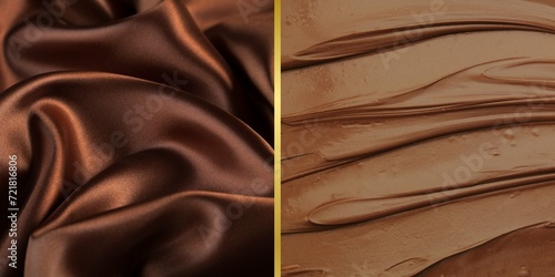 brown artificial leather with waves and folds on PVC base photo