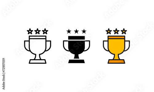 Vector trophy .3 Trophy icons in line, glyp and flat line styles. Suitable for websites, etc. photo