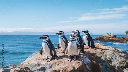 Graceful Penguin Pose on Rocky Outcrop. Nature s Grace Penguins in a Picturesque Pose on Rocky Outcrop 