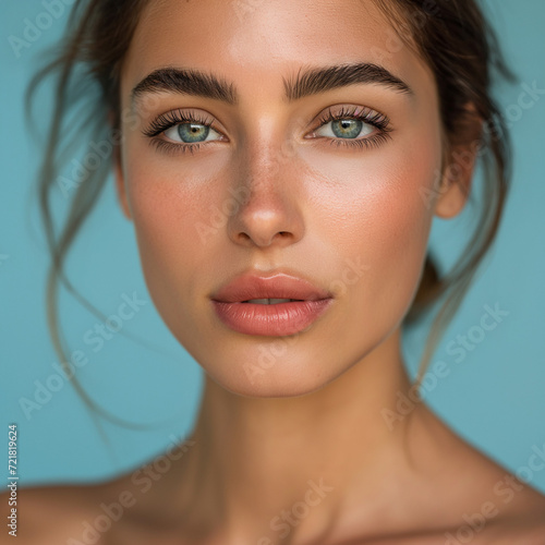 Beautiful Woman with Natural Makeup and Flawless Complexion