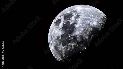 Moon surface in deep bright space. dark sky seen from space High-altitude light up the night sky