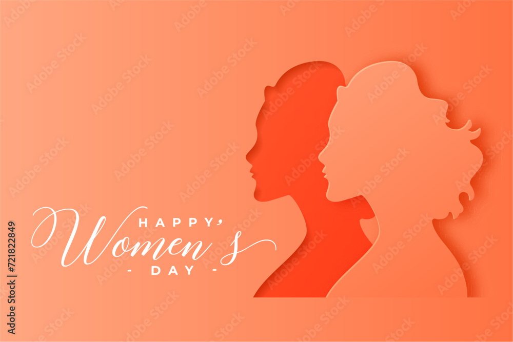 creative happy women's day card with papercut female face