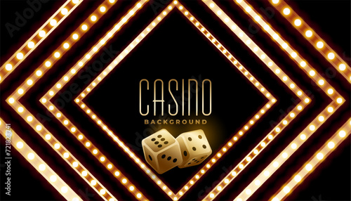 casino 3d poker dice dark banner with glowing light effect