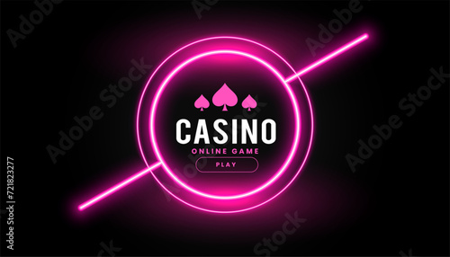 neon style casino poker game banner play and win big prize