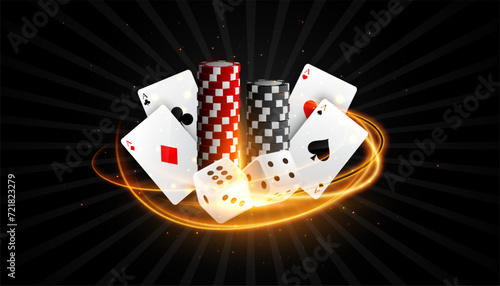 realistic casino gambling dark banner play and win jackpot