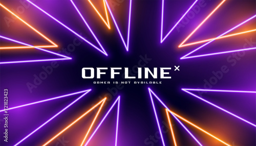 futuristic offline gaming sporty banner with neon effect