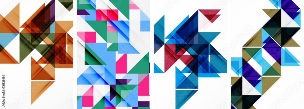 Triangle poster geometric background set