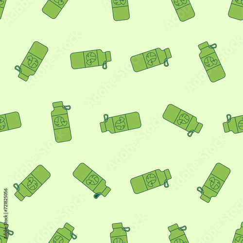 Flat line reusable water bottle seamless pattern. Suitable for backgrounds, wallpapers, fabrics, textiles, wrapping papers, printed materials, and many more. Editable vector.