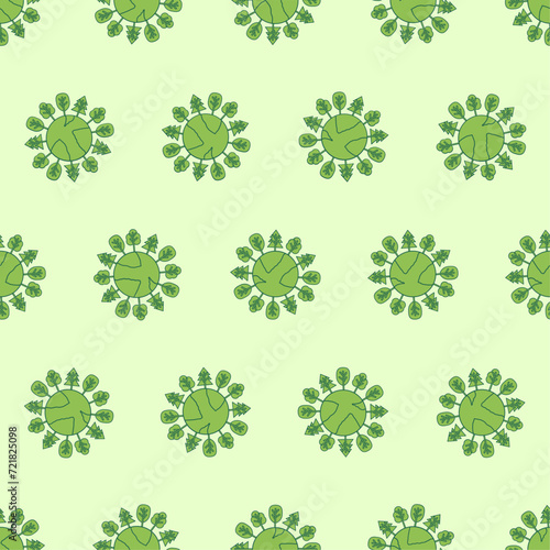 Flat line environment seamless pattern. Suitable for backgrounds, wallpapers, fabrics, textiles, wrapping papers, printed materials, and many more. Editable vector.