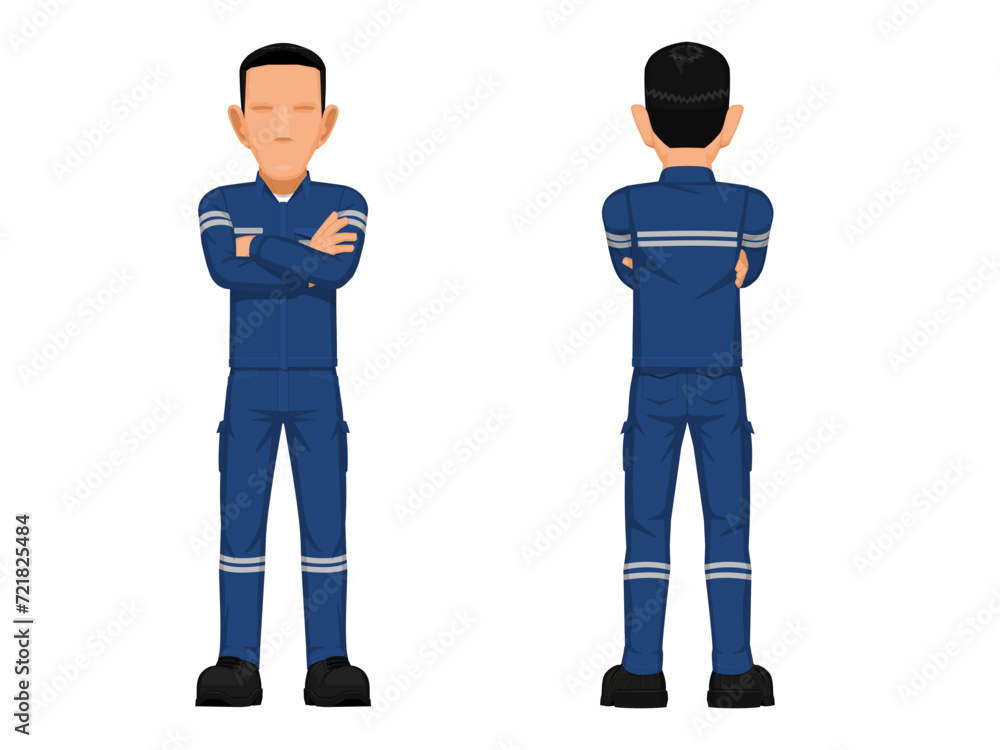 Set of construction worker in the position of folding his arms Set of construction worker in the position of folding his arms