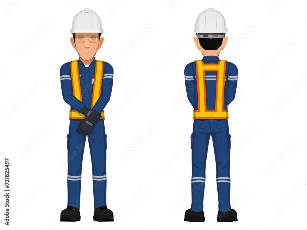 Set of construction worker in the position of holding his hand
