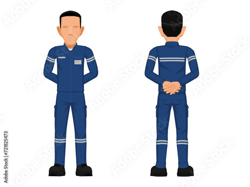 Set of construction worker in the position of parade rest