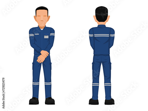 Set of construction worker in the position of holding his hand