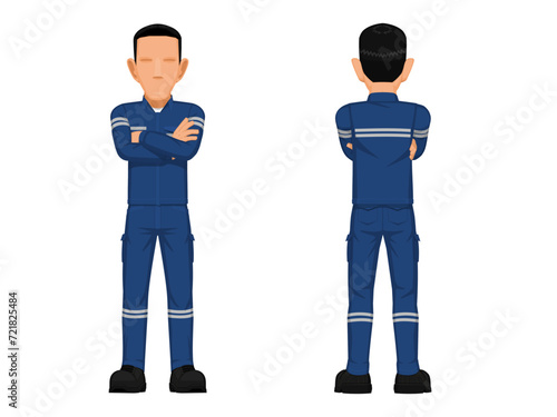 Set of construction worker in the position of folding his arms