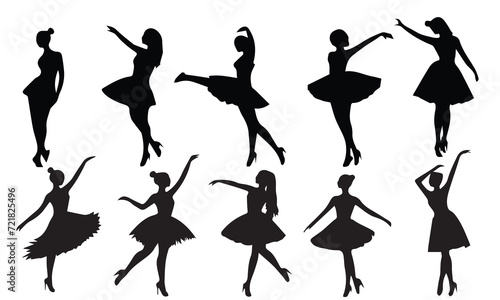 silhouettes of dancing girls