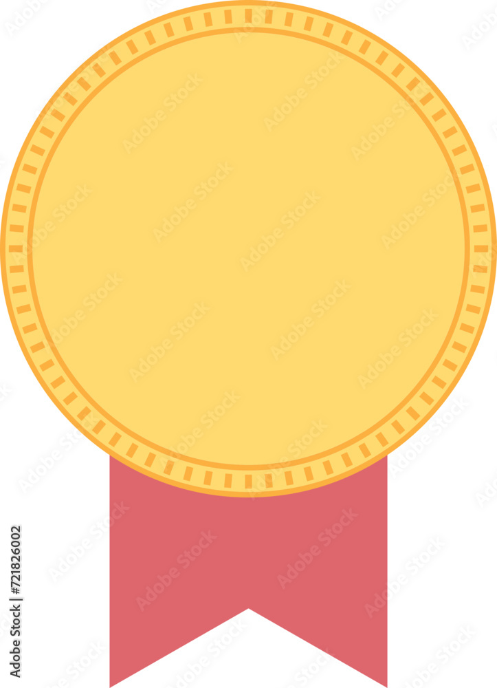 Flat Lay Style of Cartoon Golden Medal and Ribbon Illustration Flat Lay Style of Cartoon Golden Medal and Ribbon Illustration