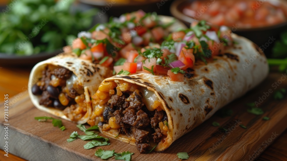 Mexican Beef Burritos - Food Photography Generative AI