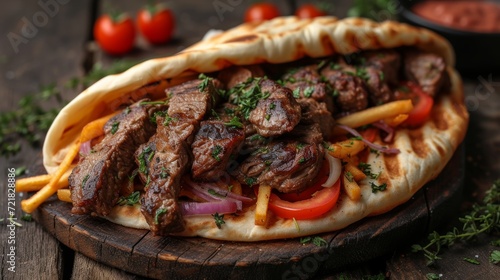Greek Beef Gyro Close-Up - food advertising Generative AI