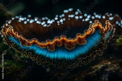 Close-up of a fungus (Cookeina tricholoma), Indonesia
