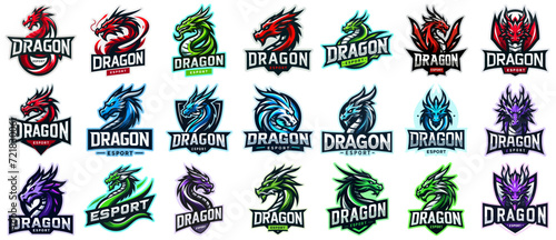 Mega Set of Esports Logos and Mascots for Teams and Gamers with Dragon Emblems