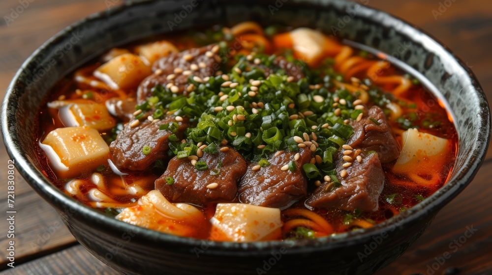 Japanese Beef Udon Noodle Soup - Food Photography Generative AI