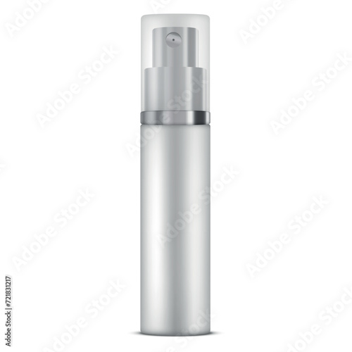 White spray bottle with plastic cap for cosmetic lotion liquid skin care mockup realistic vector