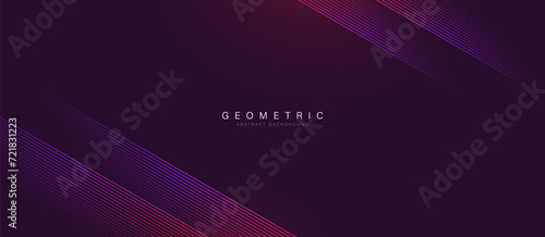 Abstract background with Diagonal purple and red geometric lines. Modern minimal lines pattern. Vector banner