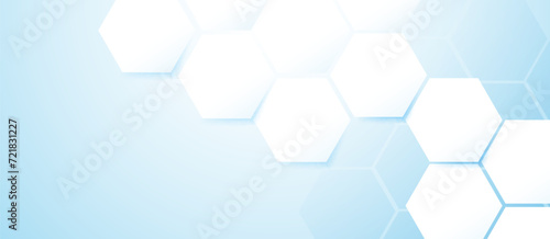 Abstract geometric hexagon futuristic digital hi-technology on a soft blue background. Vector illustration photo