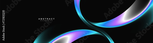 Abstract background with titanium glowing geometric circle lines. Modern minimal trendy shiny lines pattern. Vector illustration