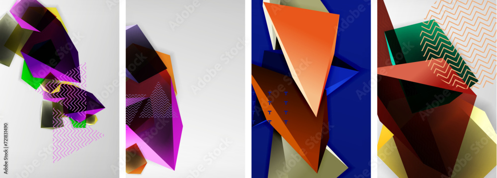 Trendy low poly 3d triangle shapes and other geometric elements background designs for wallpaper, business card, cover, poster, banner, brochure, header, website Trendy low poly 3d triangle shapes and other geometric elements background designs for wallpaper, business card, cover, poster, banner, brochure, header, website