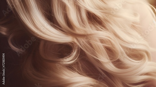 Soft, wavy blonde hair texture in a close-up shot with a warm tone.