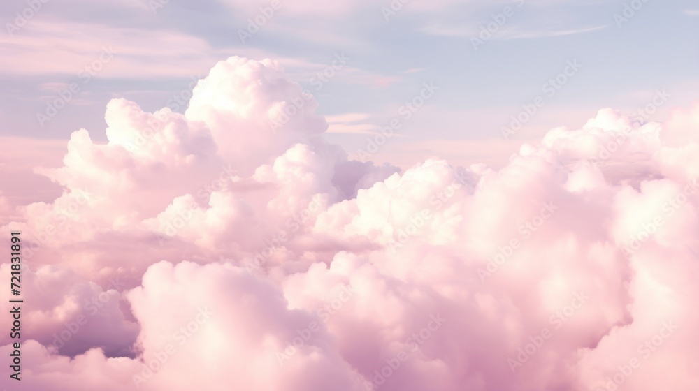 Serene pink cloudscape during sunset, giving a tranquil and dreamy atmosphere for relaxation and inspiration.