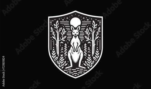 kingaroo in forest moon logo design