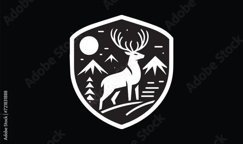 Fototapeta Naklejka Na Ścianę i Meble -  deer in mountain moon logo design