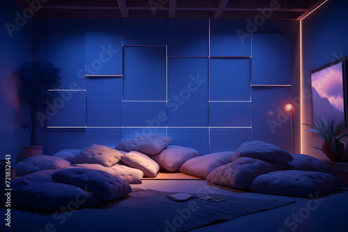 Sensory room with a cozy weighted blanket 